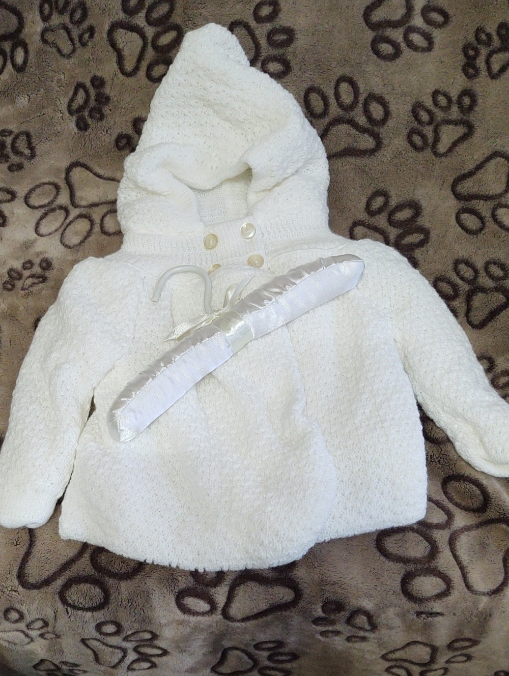 Girls White Sweater Authentic Baby with Hangar.